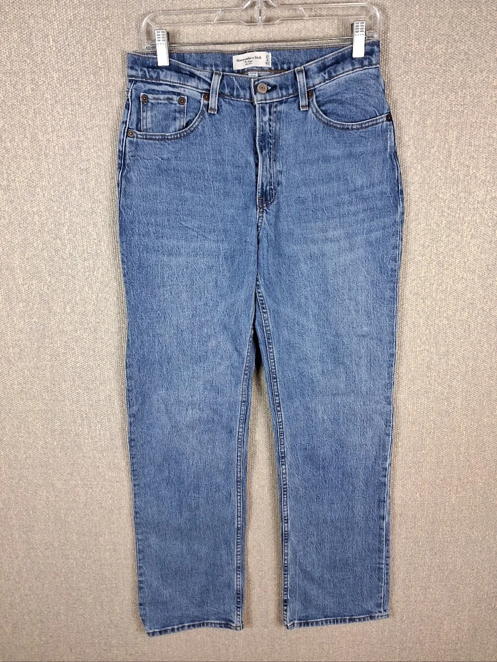 Abercrombie & Fitch Curve Love The Baggy Mid Rise Jeans Medium Wash Denim 27/4